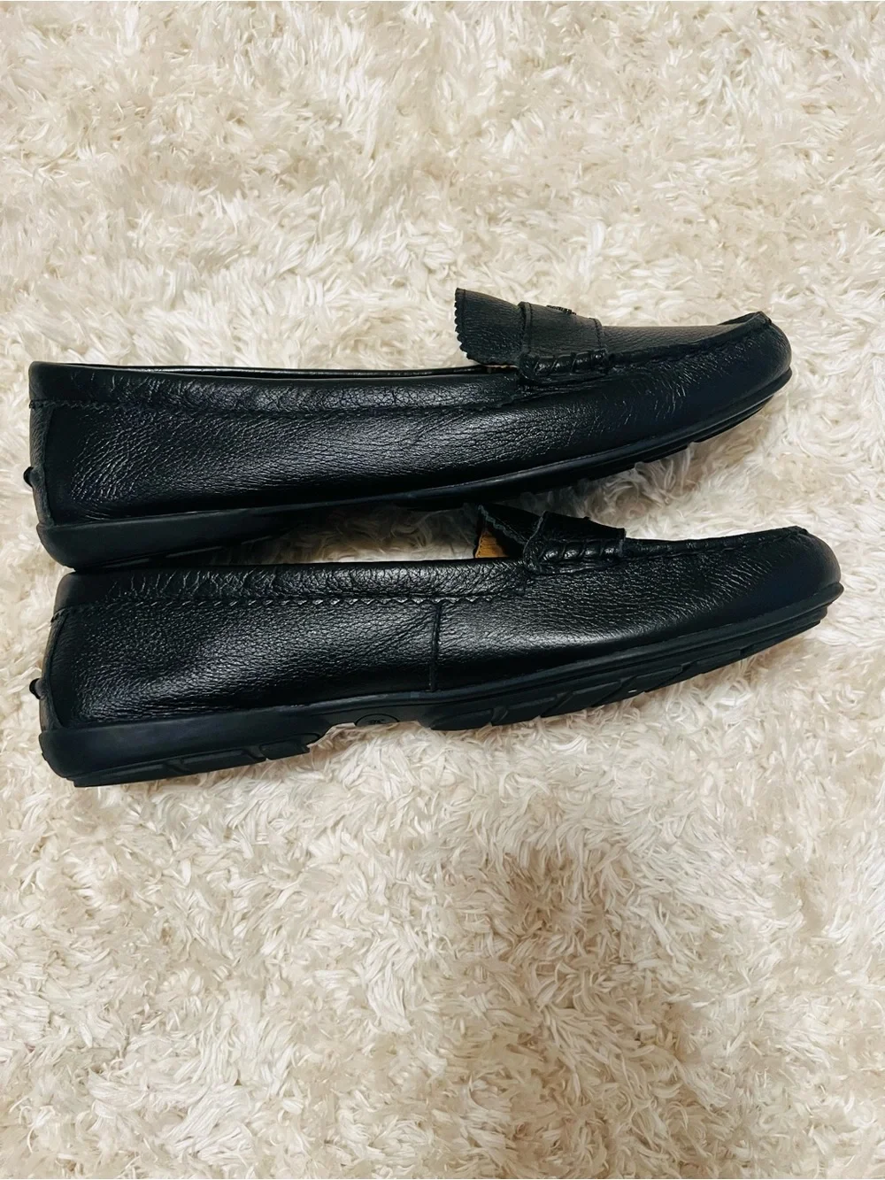 COACH Odette Black Pebbled Leather Loafers